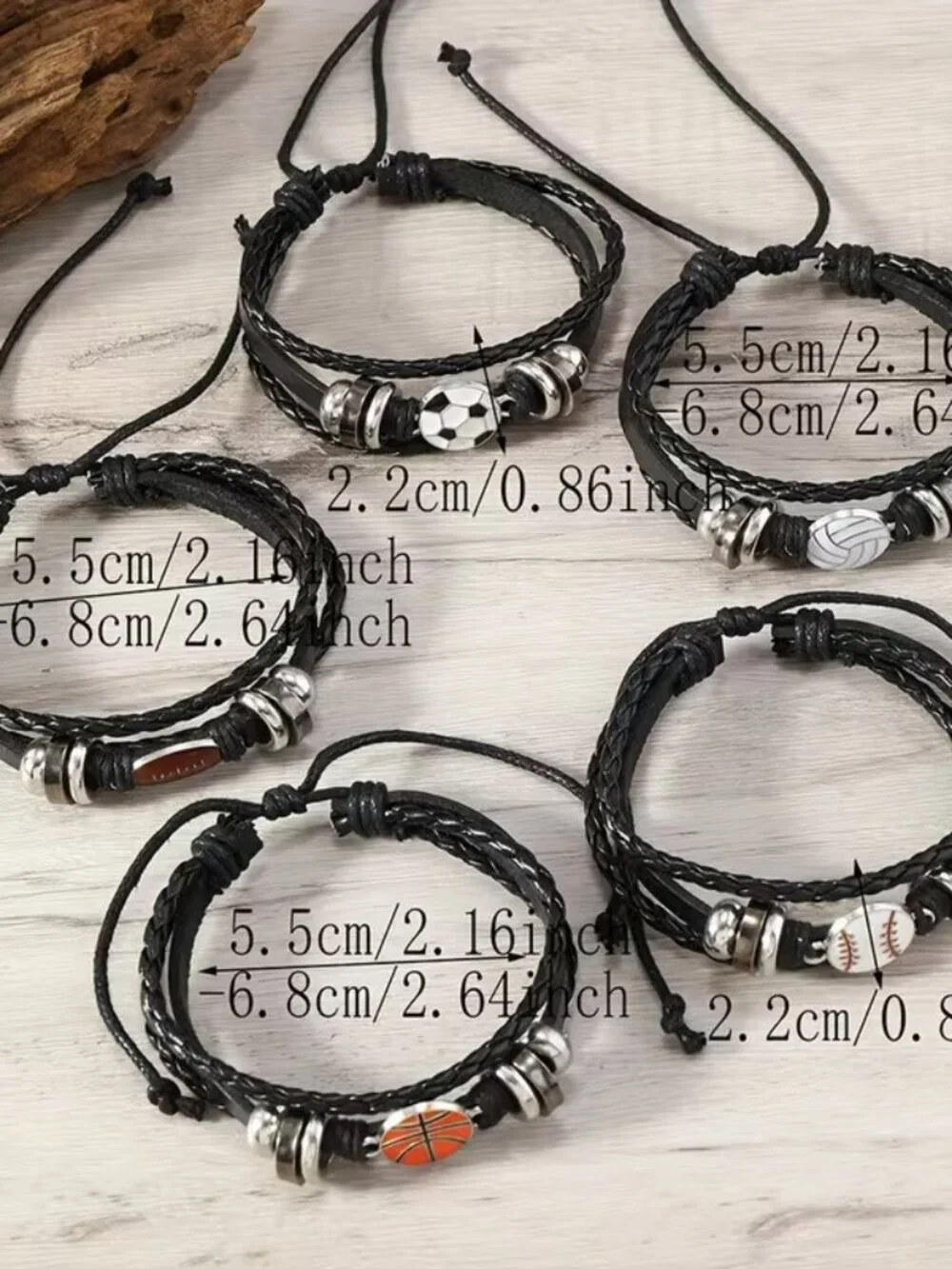 5pcs/Set of Halloween Gothic Skull Multi Layer Faux Leather Bangle Bracelet